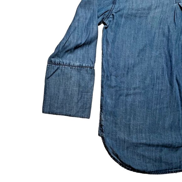 Cloth & Stone Tencel Anthropologie Chambray Button Down Top XS Soft Denim Shirt - Picture 9 of 15